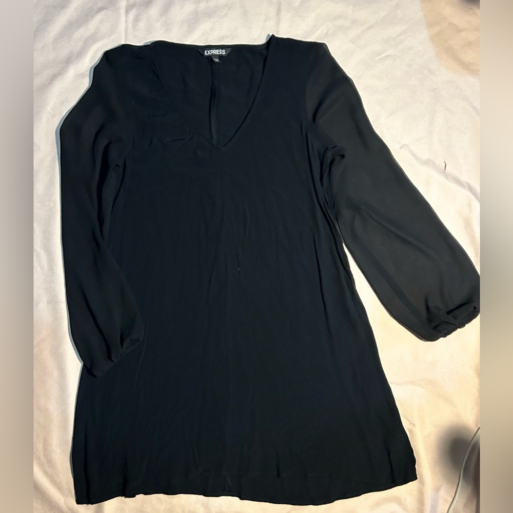 Express Women's Black Sheer Sleeve Mini Dress